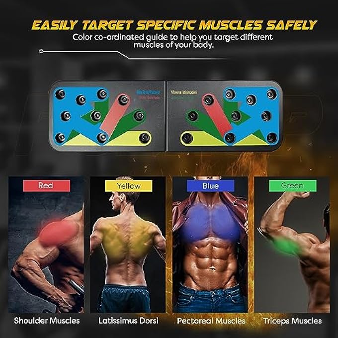 rayihni لوحة دفع، لوحة دفع ماكس، لوحة دفع ماكس عالية الجودة لبناء عضلات الصدر وحرق دهون الذراع، تمارين منزلية محمولة، كل شيء في واحد (هدية صالة الألعاب الرياضية المثالية) - Image 3