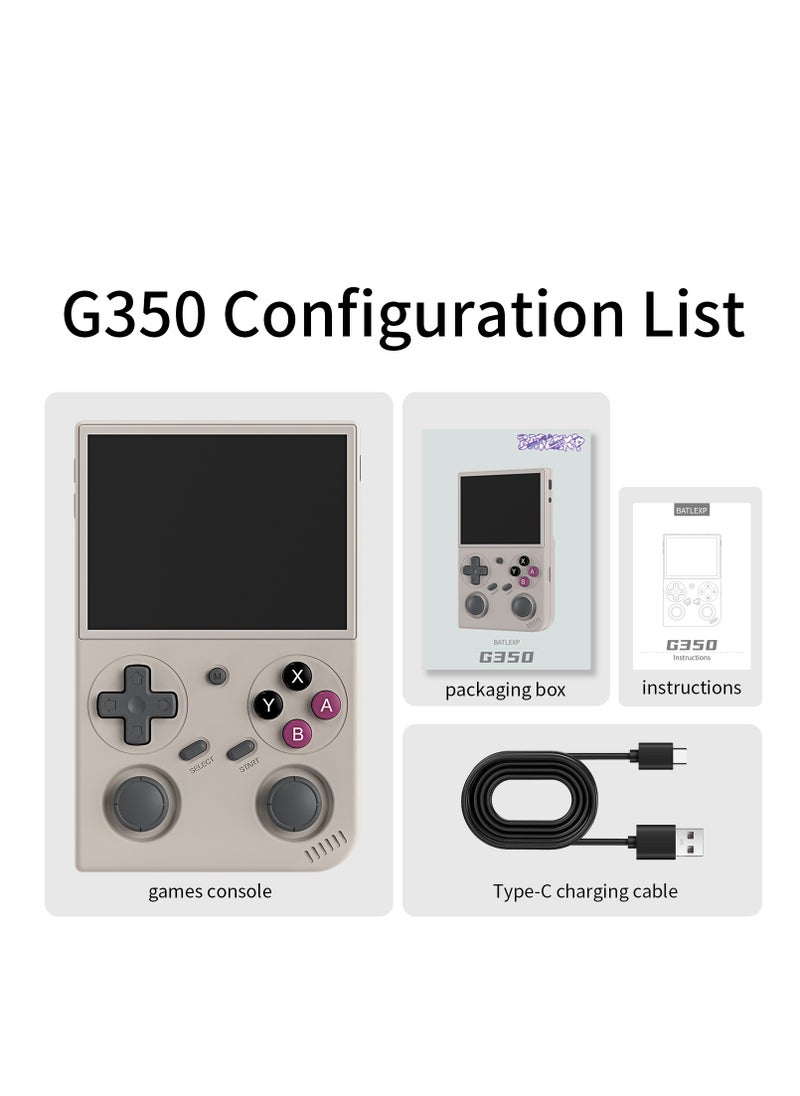 BATLEXP G350 Handheld Game Console RK3326 quad-core 1.5GHz  Android 13 43.5-inch IPS full viewing angle  3200mAh 5G WIFI Bluetooth Retro Video Players(64+64G Grey)