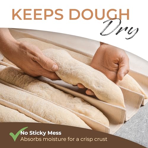 Orblue Bakers Couche and Proofing Cloth, 100% Cotton Fabric for Bread Dough Baking, Shaping Tool for Baguettes, Loaves, Ciabatta, Bread Couche 45 x 26 Inches Extra Large - Image 3