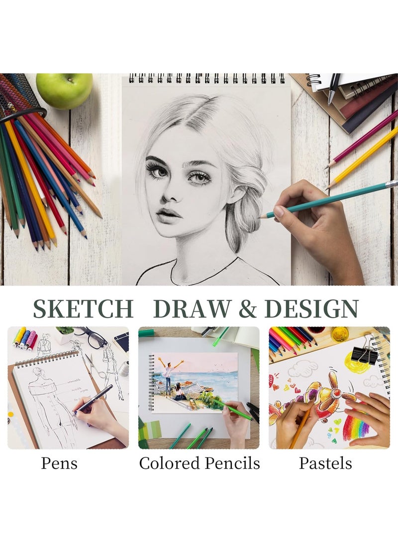 نورهور دفتر رسم 100 ورقة، لوحة رسم بوزن 68 رطلاً/100 جم للأطفال والفنانين والمبتدئين، كتاب رسم احترافي لوازم فنون للكبار - Image 5