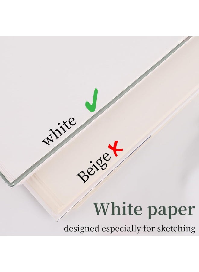 نورهور دفتر رسم 100 ورقة، لوحة رسم بوزن 68 رطلاً/100 جم للأطفال والفنانين والمبتدئين، كتاب رسم احترافي لوازم فنون للكبار - Image 4