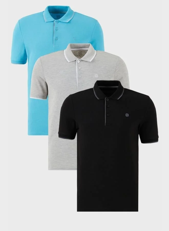 بوراتي تيشيرت رجالي بولو قطن ضيق مخطط من بوراتي  قطع