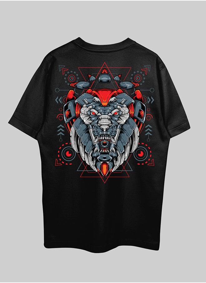 THREADCURRY - THREADCURRY Tiger Tribe Oversized Drop Shoulder Cotton Loose Printed T-Shirt for Men - Image 1