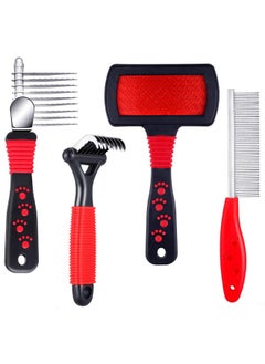 Patelai 4 Pieces Pet Grooming Kit  Dematting Combs, Slicker Brush, And Steel Comb For Removing Knots And Hair From Dogs, Cats, And Poodles  - Image 1