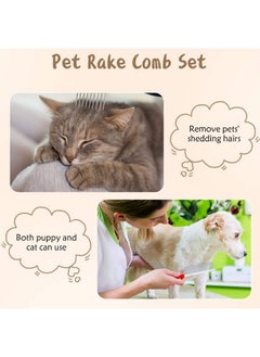 Patelai 4 Pieces Pet Grooming Kit  Dematting Combs, Slicker Brush, And Steel Comb For Removing Knots And Hair From Dogs, Cats, And Poodles  - Image 4