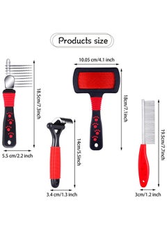 Patelai 4 Pieces Pet Grooming Kit  Dematting Combs, Slicker Brush, And Steel Comb For Removing Knots And Hair From Dogs, Cats, And Poodles  - Image 2