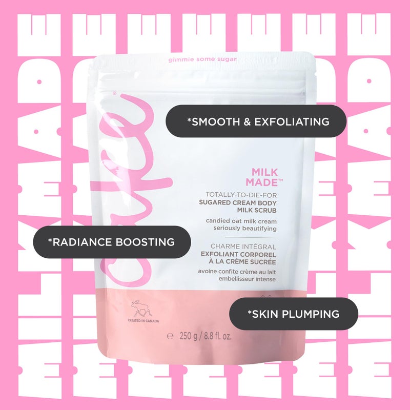 Cake Beauty Milk Made Vegan Body Sugar Scrub- Shea Butter, Candied Oat Milk & Marshmallow Root Extract - Gentle Exfoliating Hand, Leg, Foot & Body Sugar Soap Scrub & Moisturizing Shower Wash for Women - Image 4