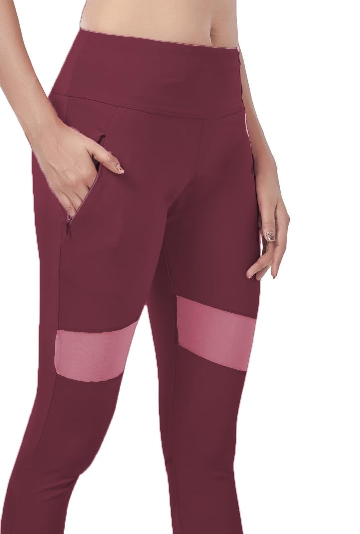 Mehrang Active Yoga Pants for Women Gym High Waist with Pocket, Tummy Control, Workout Pants 4 Way Stretch Yoga Leggings (L, Purple) - Image 2