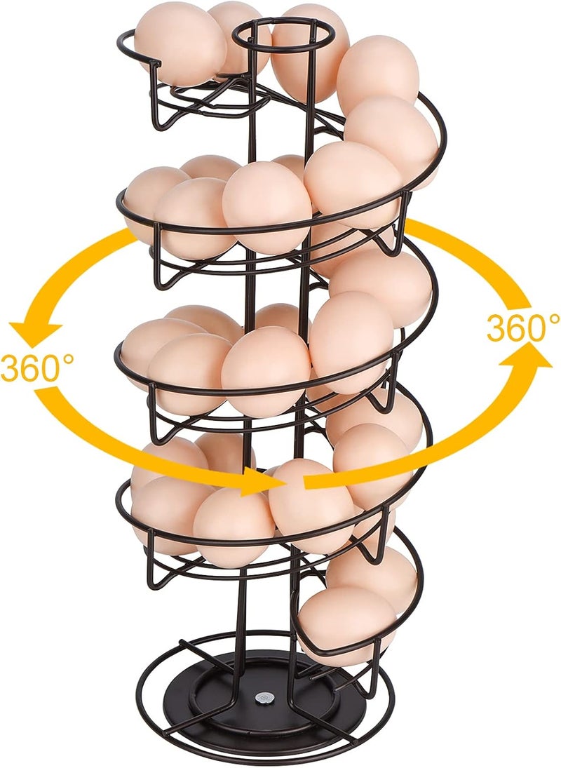 TopLife Spiral Design Metal Egg Skelter Dispenser Rack, Storage Display Rack, Brown - Image 2
