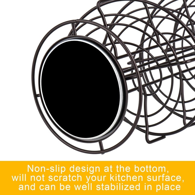 TopLife Spiral Design Metal Egg Skelter Dispenser Rack, Storage Display Rack, Brown - Image 4