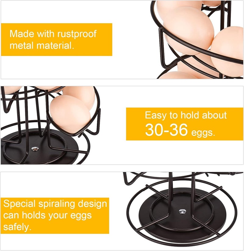 TopLife Spiral Design Metal Egg Skelter Dispenser Rack, Storage Display Rack, Brown - Image 5