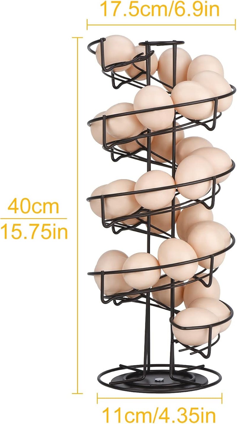 TopLife Spiral Design Metal Egg Skelter Dispenser Rack, Storage Display Rack, Brown - Image 1