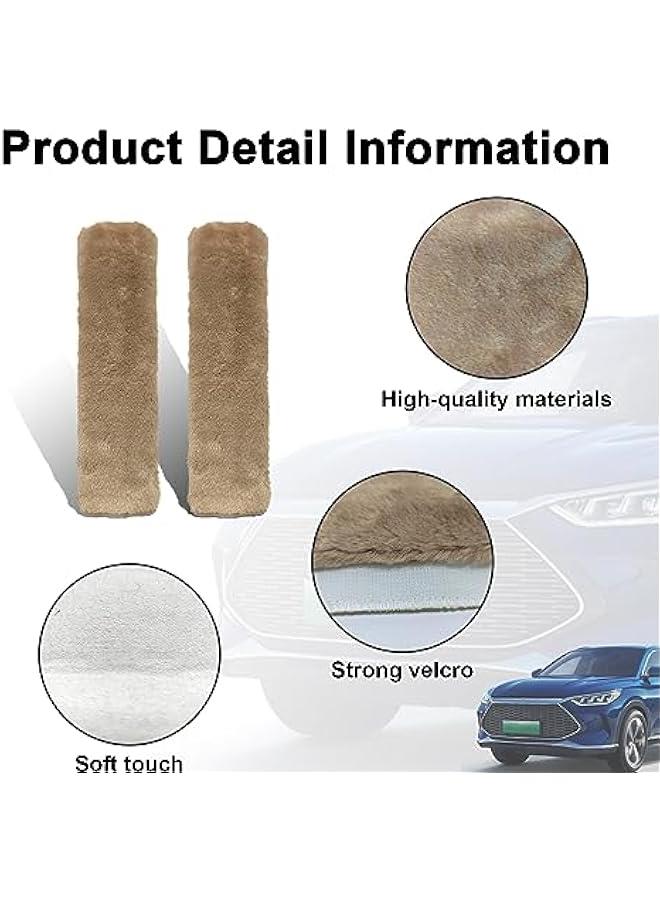2 Packs Car Seatbelt Covers Shoulder Pad, Universal Soft Faux Sheepskin Shoulder Cover for Comfortable Driving, Fluffy Seat Belt Protector Help to Protect Your Neck and Shoulder (Light Brown) - Image 3