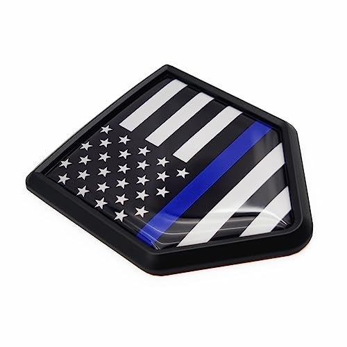 Overdecor Thin Blue Line American Flag Decal Stickers Emblem USA Police Car Decorations Shield Honoring Law Enforcement Officers Sticker Decals for Cars Truck Vehicles 2 Pack - Image 1
