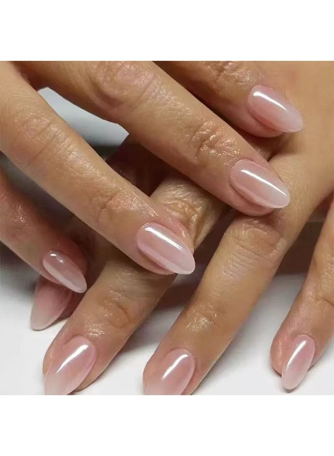 جوسكوين أظافر صناعية 30 قطعة، أظافر على شكل لوزة بلون وردي شفاف فاتح، مع أظافر صناعية شفافة بتأثير الجل، مناسبة للمبتدئين؛ قابلة لإعادة الاستخدام. أظافر أكريليك صناعية مع مجموعة لاصقة. - Image 1