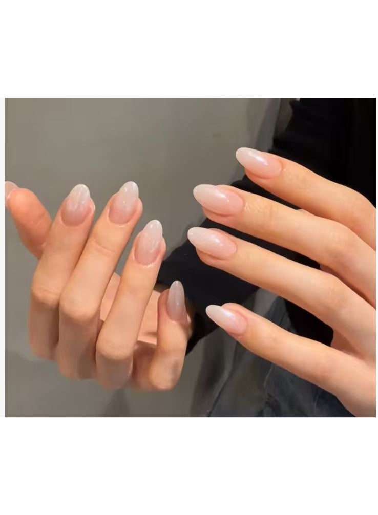 جوسكوين أظافر صناعية 30 قطعة، أظافر على شكل لوزة بلون وردي شفاف فاتح، مع أظافر صناعية شفافة بتأثير الجل، مناسبة للمبتدئين؛ قابلة لإعادة الاستخدام. أظافر أكريليك صناعية مع مجموعة لاصقة. - Image 2