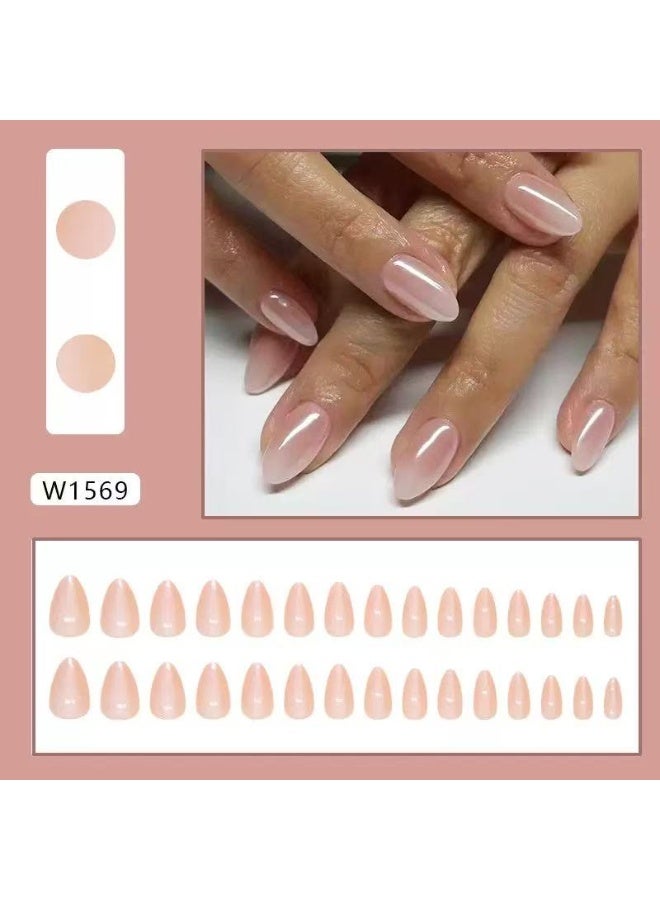 جوسكوين أظافر صناعية 30 قطعة، أظافر على شكل لوزة بلون وردي شفاف فاتح، مع أظافر صناعية شفافة بتأثير الجل، مناسبة للمبتدئين؛ قابلة لإعادة الاستخدام. أظافر أكريليك صناعية مع مجموعة لاصقة. - Image 3