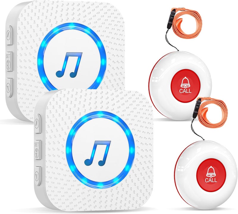 ChunHee Emergency Call Button for Elderly/Senior Person Alarm Bracelet/Wireless Pager/Alarm for Elderly/Home Alarm Receiver Distance 152 Metres (500 Feet) (Set D) - Image 1