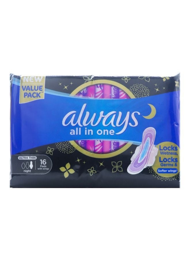 Always فوط صحية ليلية رفيعة جداً مع أجنحة، 16 قطعة