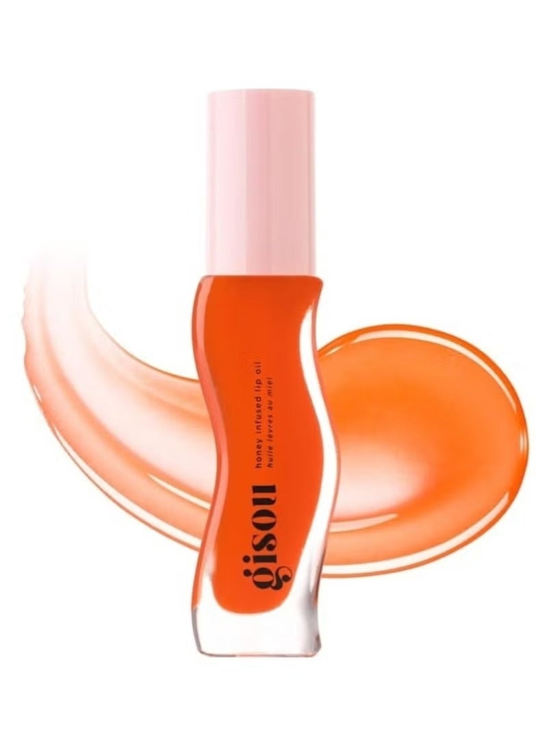 Gisou Honey Infused Lip Oil Mango Passion Punch | Hydrating Sheer Hot Coral Gloss - 8ml - Image 1