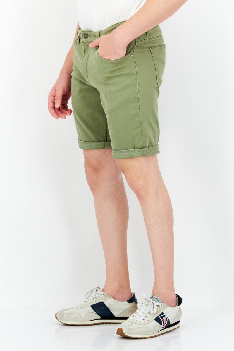 Celio Men Comfort Fit Solid Denim Shorts, Olive - Image 4