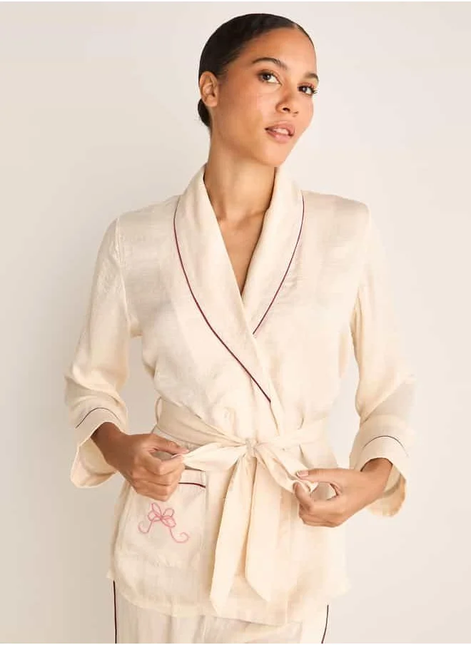 FAV Embroidered Robe and Pyjama Set