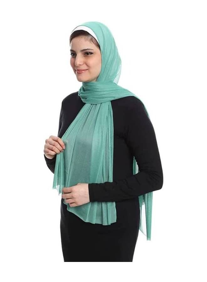 وشاح فيروزي نسائي - لحجاب وعقال ولفات الرقبة - خامة قطن بوليستر ناعمة