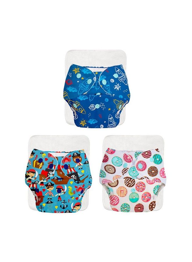 Superbottoms Basic Assorted Pack Of 3 Diapers With 3 Dry Feel Inserts Freesize Cloth Diapers ; Reusable Cloth Diapers For Babies Fits Babies From 0 3 Years 5 17Kgs ; Option 7 - Image 2