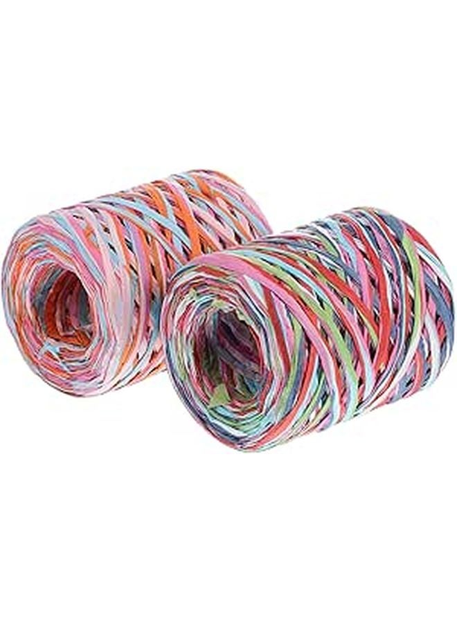 Colored Raffia Paper Ribbon Twine Rope For Wrapping And Party Decoration 200m Red Navy Blue Light Blue Green - Image 1