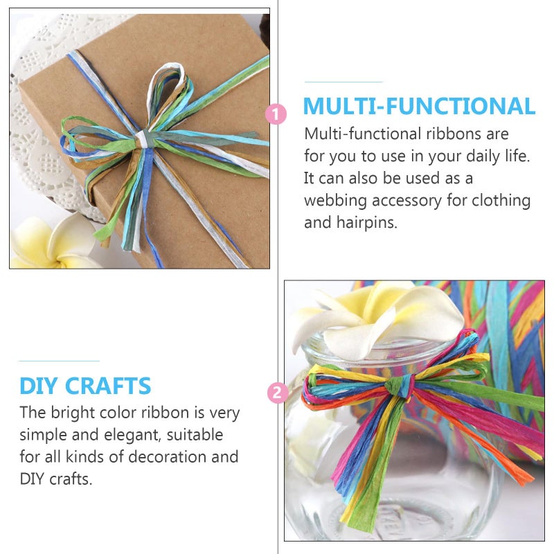 Colored Raffia Paper Ribbon Twine Rope For Wrapping And Party Decoration 200m Red Navy Blue Light Blue Green - Image 4