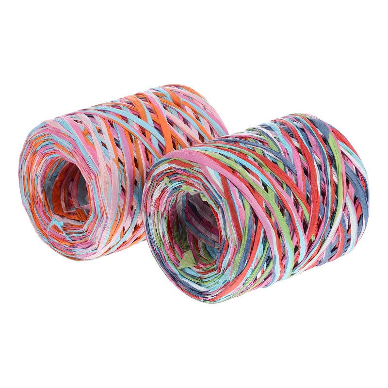 Colored Raffia Paper Ribbon Twine Rope For Wrapping And Party Decoration 200m Red Navy Blue Light Blue Green - Image 2