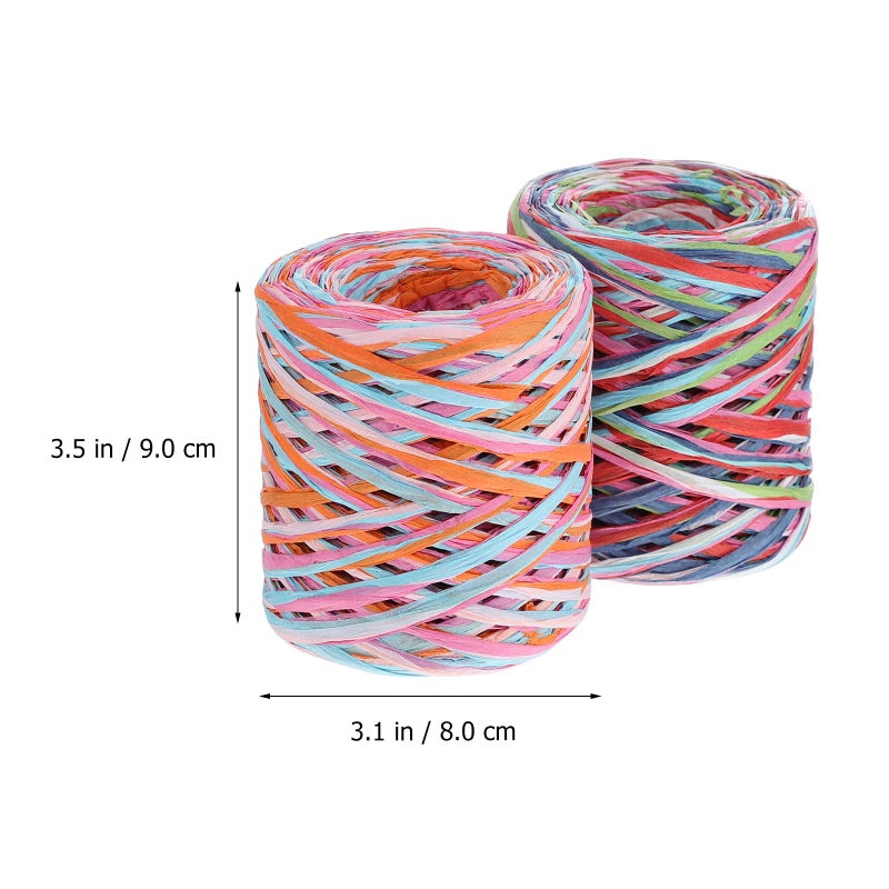 Colored Raffia Paper Ribbon Twine Rope For Wrapping And Party Decoration 200m Red Navy Blue Light Blue Green - Image 3