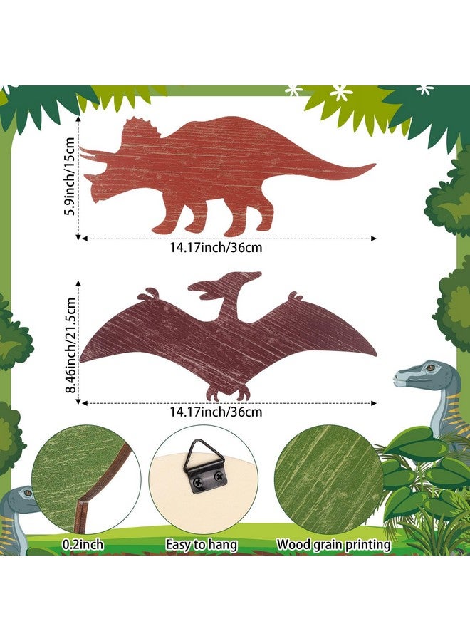 Hoteam Dinosaur Wall Decors Wooden Boys Dinosaur Nursery Playroom Baby Shower Wall Art Farmhouse Bathroom Room Decoration for Kids(Vivid,14.17 x 8.27 Inches) - Image 3