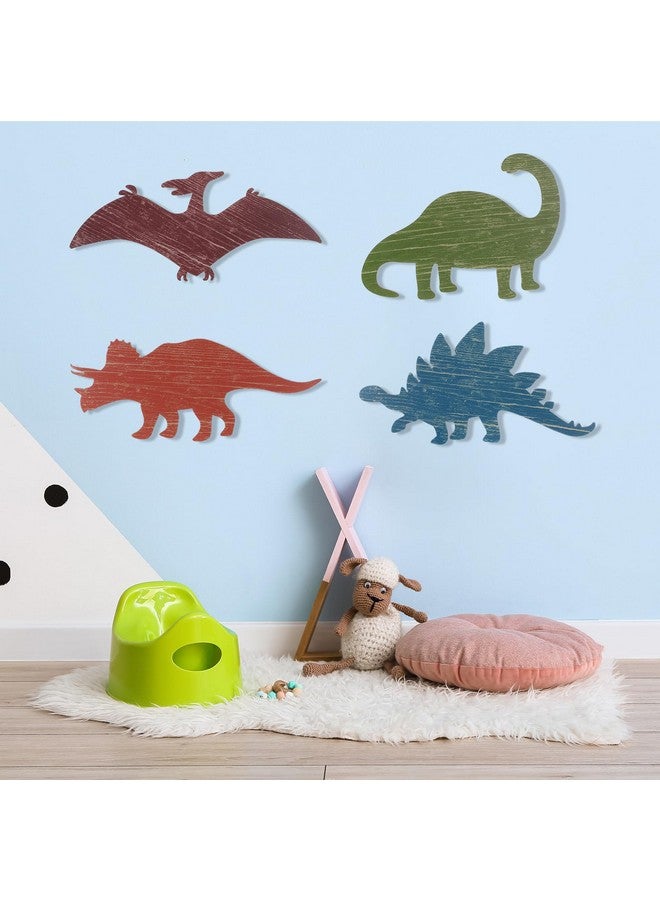 Hoteam Dinosaur Wall Decors Wooden Boys Dinosaur Nursery Playroom Baby Shower Wall Art Farmhouse Bathroom Room Decoration for Kids(Vivid,14.17 x 8.27 Inches) - Image 2