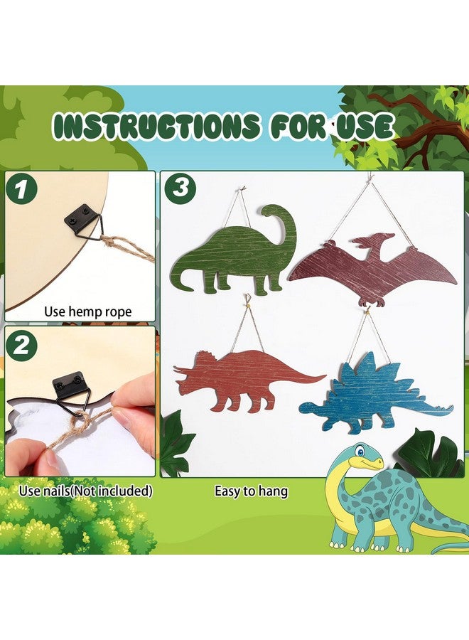 Hoteam Dinosaur Wall Decors Wooden Boys Dinosaur Nursery Playroom Baby Shower Wall Art Farmhouse Bathroom Room Decoration for Kids(Vivid,14.17 x 8.27 Inches) - Image 4