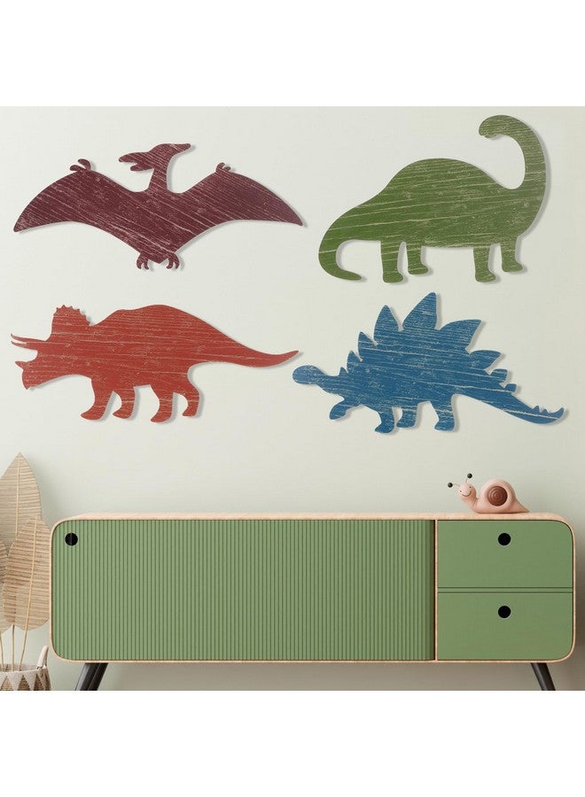 Hoteam Dinosaur Wall Decors Wooden Boys Dinosaur Nursery Playroom Baby Shower Wall Art Farmhouse Bathroom Room Decoration for Kids(Vivid,14.17 x 8.27 Inches) - Image 1