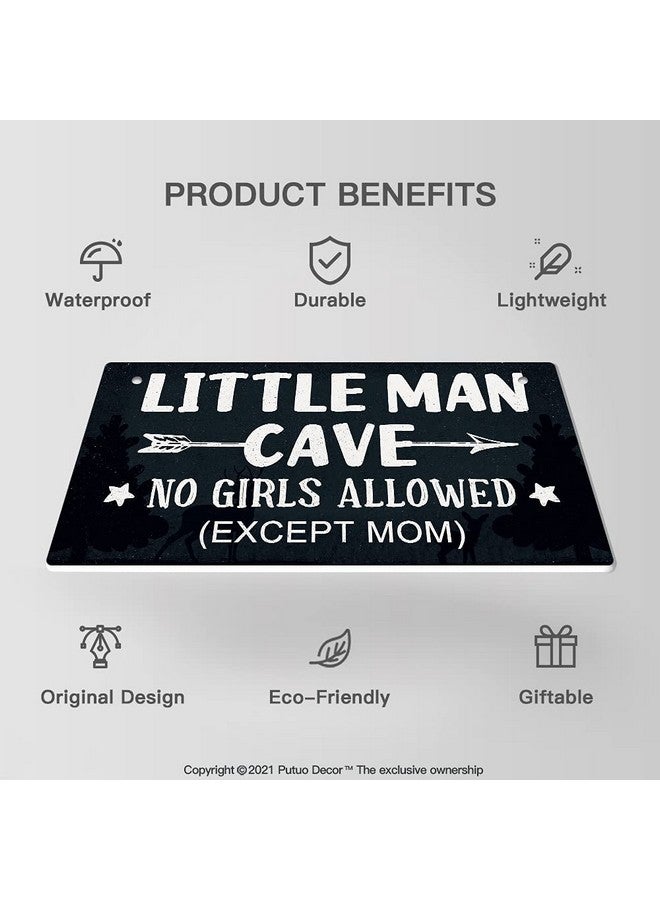 Putuo Decor Little Man Cave Sign, Boys Room Wall Decor for Kids, Toddler Boys, Baby, 10x5 Inches PVC Hanging Plaque Gift (No Girls Allowed Except Mom - 2) - Image 4
