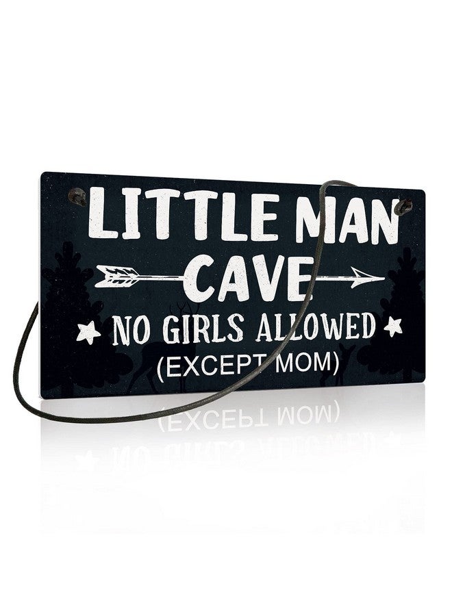 Putuo Decor Little Man Cave Sign, Boys Room Wall Decor for Kids, Toddler Boys, Baby, 10x5 Inches PVC Hanging Plaque Gift (No Girls Allowed Except Mom - 2) - Image 1