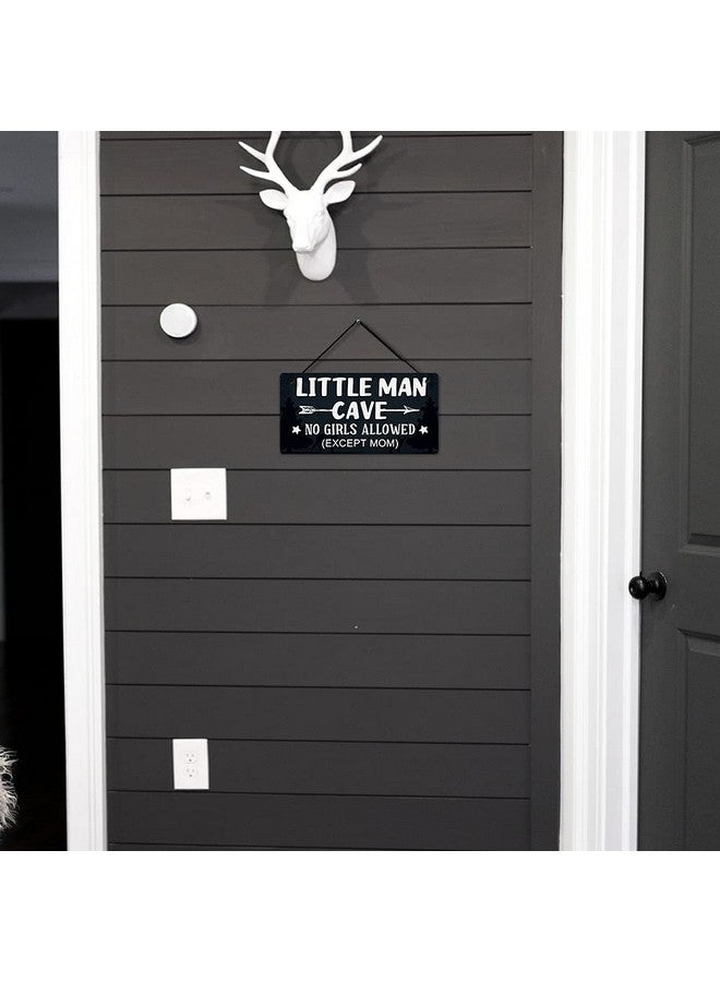 Putuo Decor Little Man Cave Sign, Boys Room Wall Decor for Kids, Toddler Boys, Baby, 10x5 Inches PVC Hanging Plaque Gift (No Girls Allowed Except Mom - 2) - Image 5