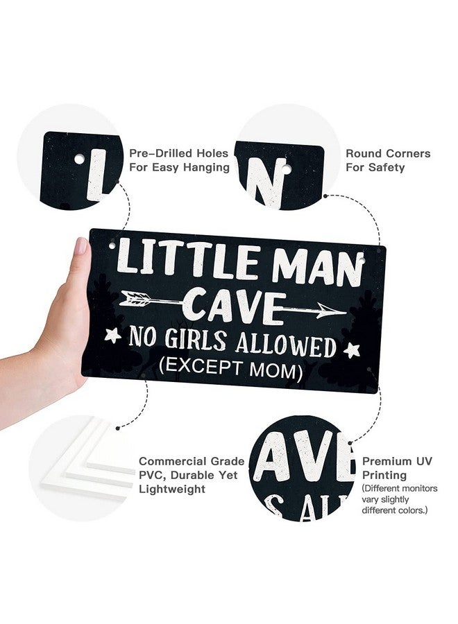 Putuo Decor Little Man Cave Sign, Boys Room Wall Decor for Kids, Toddler Boys, Baby, 10x5 Inches PVC Hanging Plaque Gift (No Girls Allowed Except Mom - 2) - Image 3