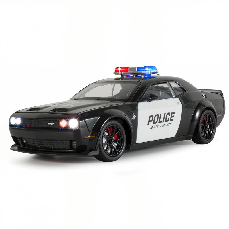 FRJV Police Cars for Kids Ages 35124 Diecast Cars Hellcat Toy Car Collectibles Model Kit with Pull BackHell Cat Toy Police Car with Lights and Siren for Kids 3 Year Olds - Image 3