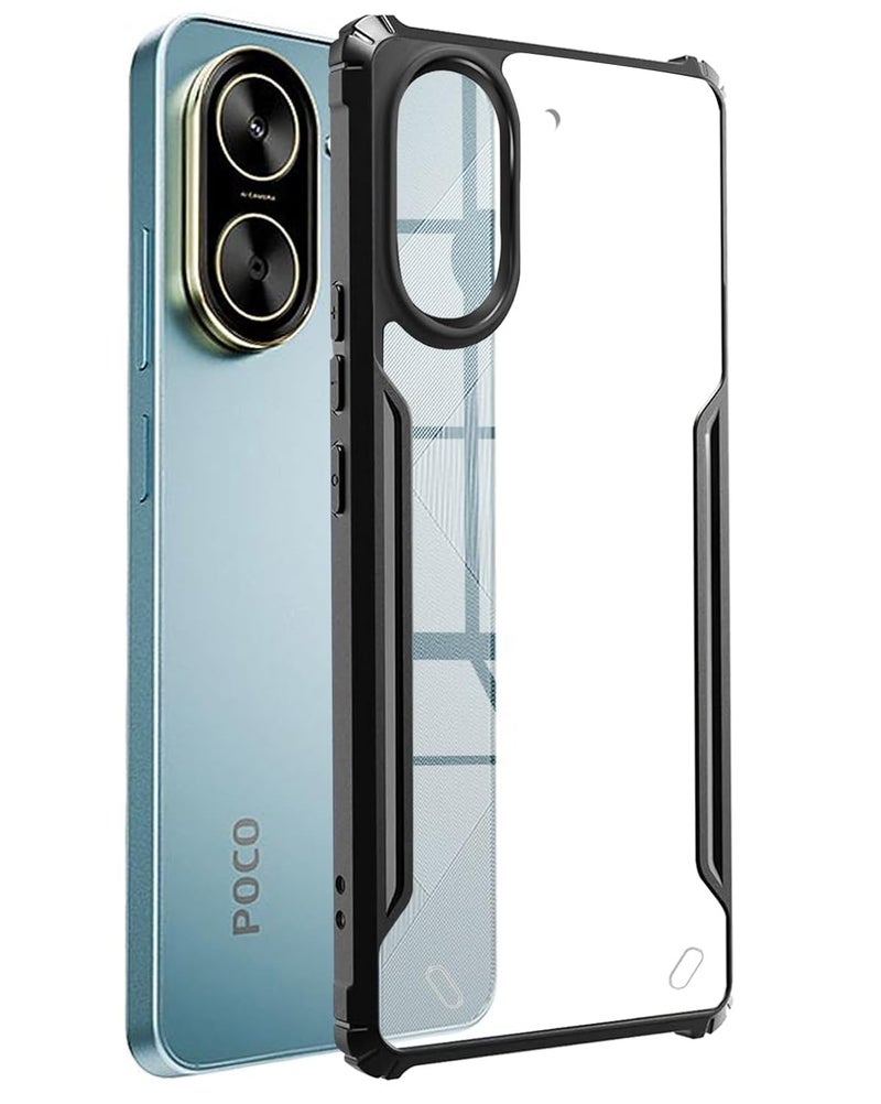 SPAZY CASE غطاء خلفي ® Poco C71 | غطاء خلفي شفاف من الكريستال الصلب مع حافة TPU، غطاء حماية ضد السقوط لجهاز Poco C71 - Image 1