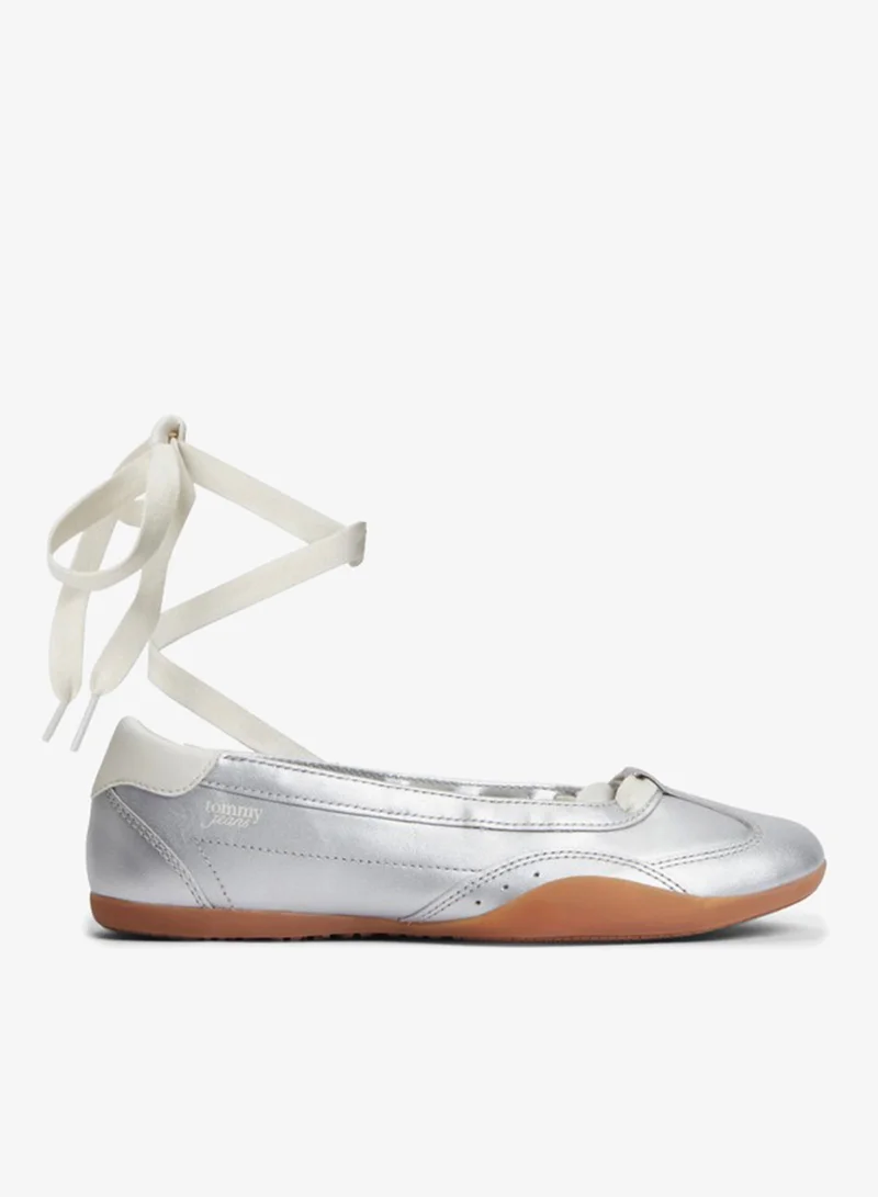 Tommy Jeans Metallic Leather Low Profile Ballet Trainers