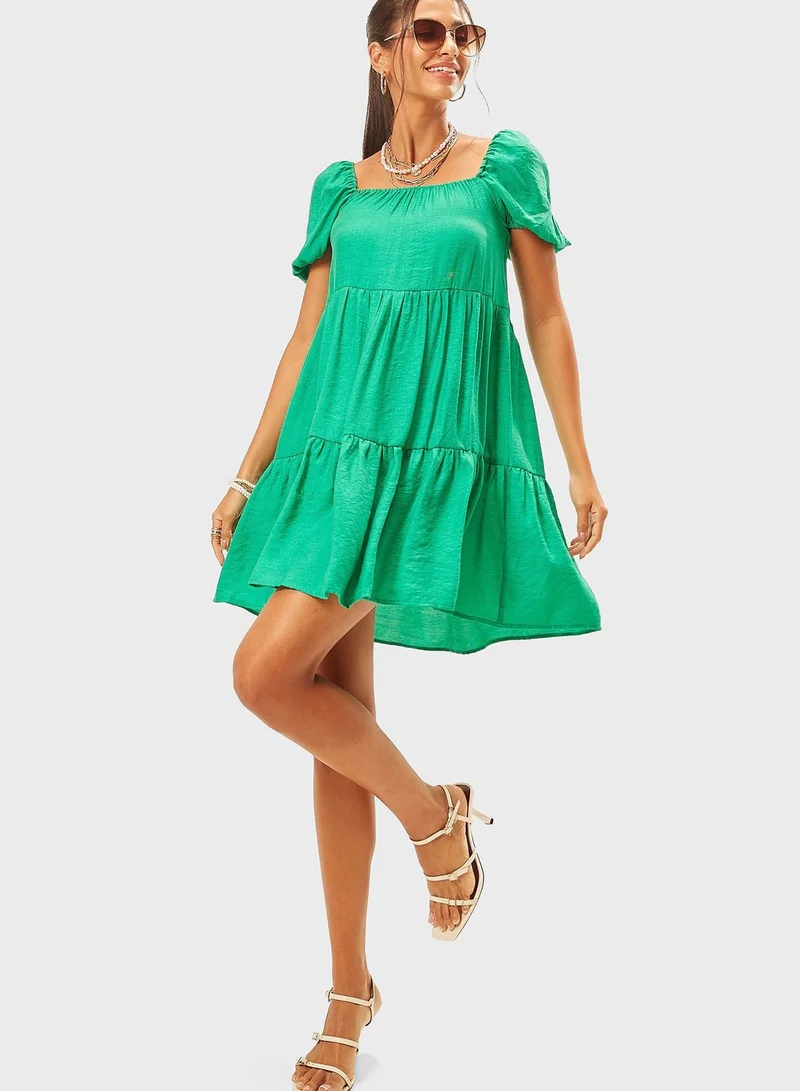 Splash Tiered Mini Dress