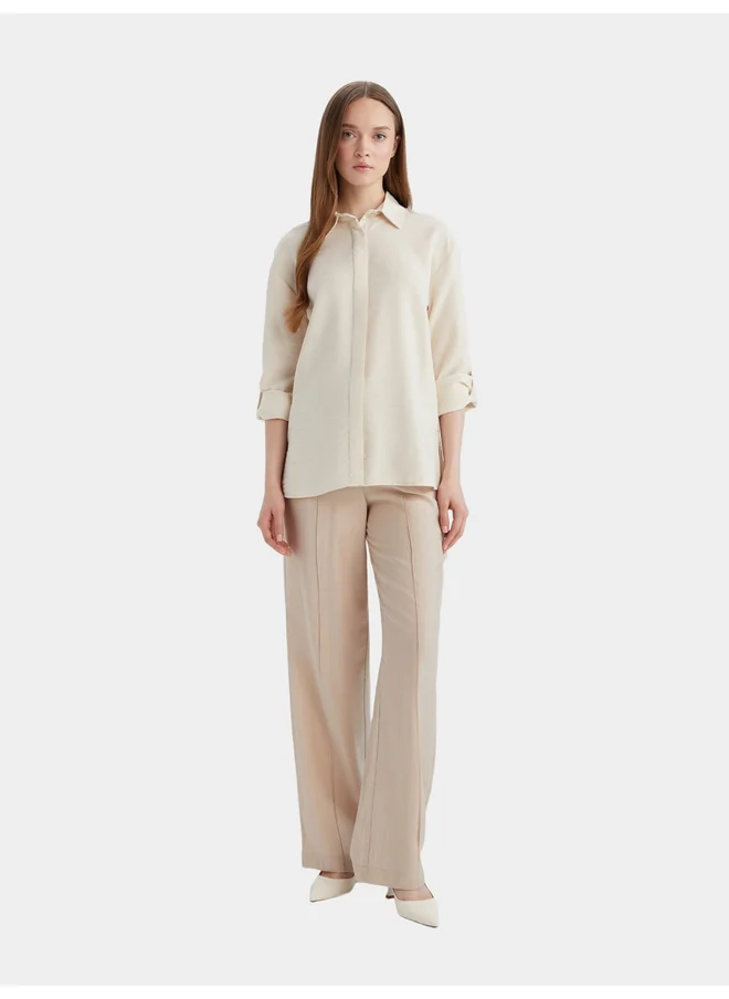 DeFacto DeFacto Beige Printed Long Sleeve Casual Shirt