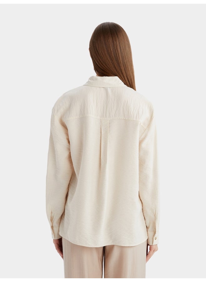 DeFacto DeFacto Beige Printed Long Sleeve Casual Shirt  - Image 5
