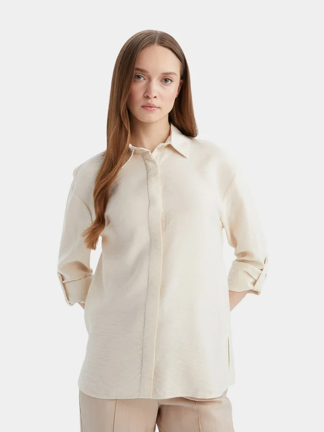 DeFacto DeFacto Beige Printed Long Sleeve Casual Shirt