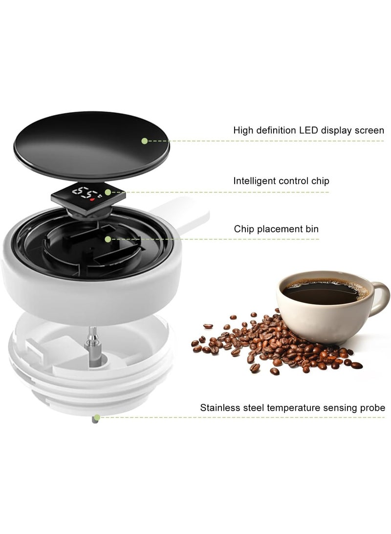 كيتشينو إبريق شاي حراري  بمقبض، إبريق قهوة، سعة 1 لتر، ترمس مزدوج الجدران مع شاشة عرض درجة حرارة LED، بطانة زجاجية، عزل حراري لمدة 24 ساعة للقهوة والشاي والماء ساخنًا أو باردًا - Image 4