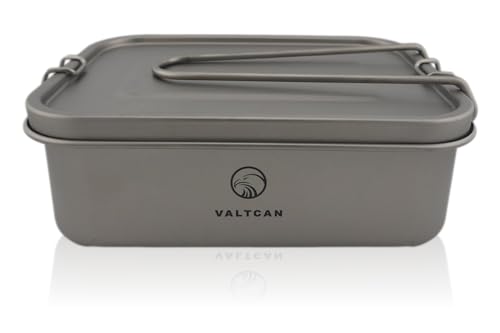 Valtcan Titanium Lunch Bento Storage Box 1200ml 40 oz Grade 1 Airtight Locking Lid Leakproof Foldable Handle Reheatable on Fire Ultralight 254g Camping Office Meal Prep Food Container Dishwasher Safe - Image 1
