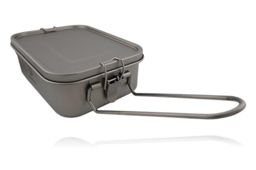 Valtcan Titanium Lunch Bento Storage Box 1200ml 40 oz Grade 1 Airtight Locking Lid Leakproof Foldable Handle Reheatable on Fire Ultralight 254g Camping Office Meal Prep Food Container Dishwasher Safe - Image 3